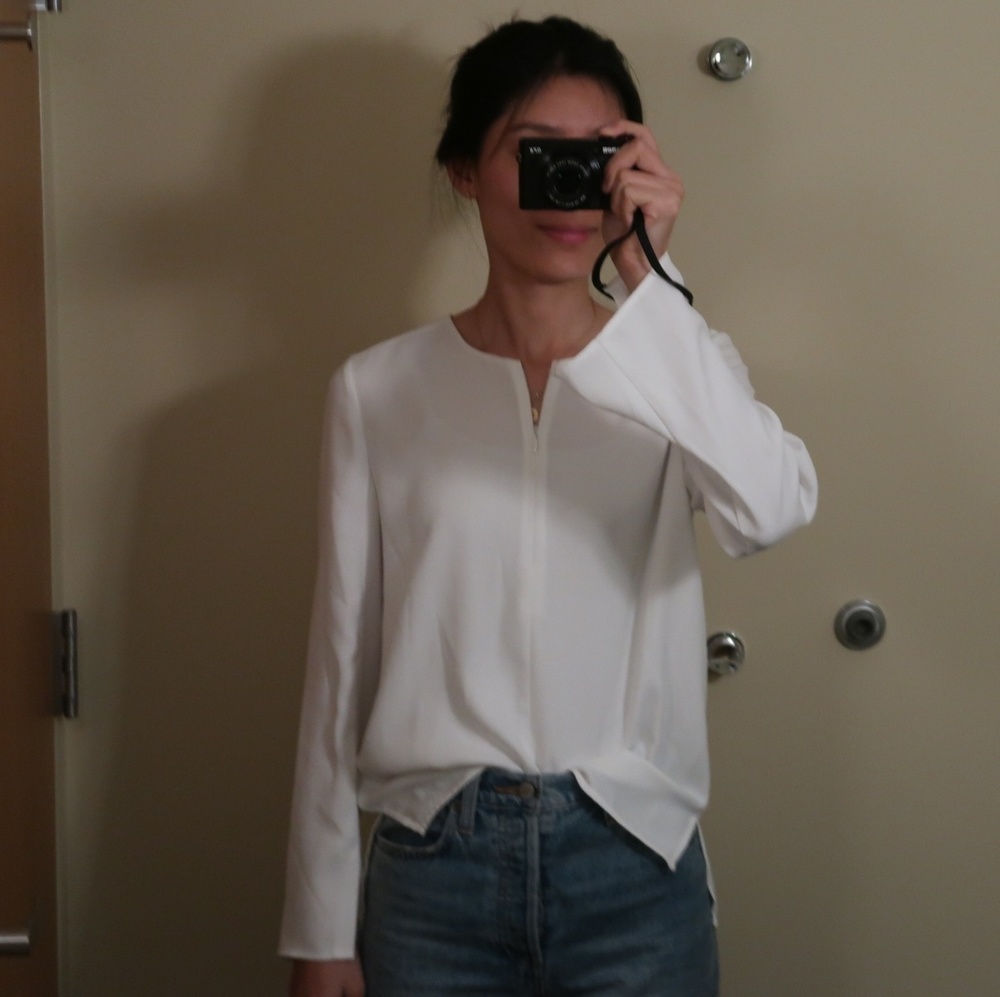 Club Monaco White Zip Blouse